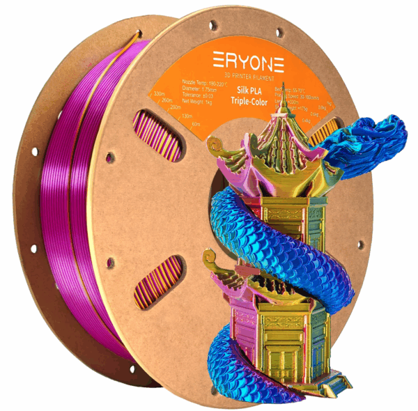 ERYONE Silk Triple Color PLA – Arany, kék és lila színátmenetes filament 1,75 mm